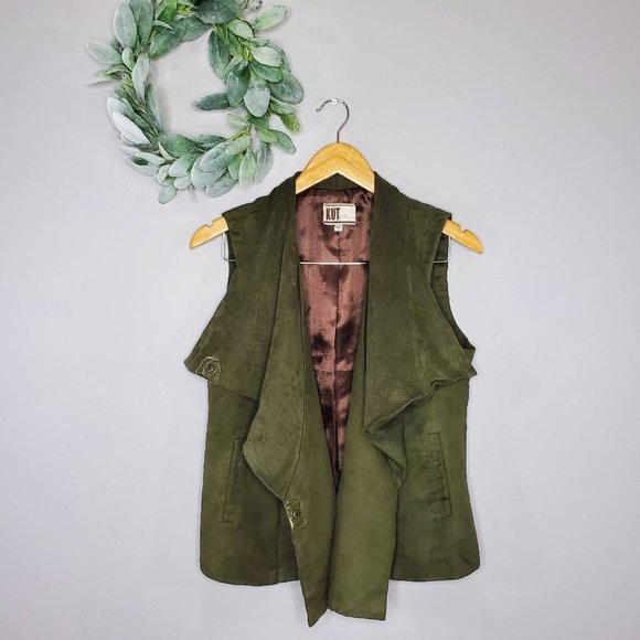 Kut from the Kloth Wrap Faux Suede Olive Vest - Picture 2 of 5